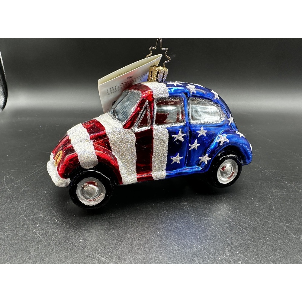 2000 Christopher Radko Stars and Stripes VW Bug 00-177-2P Patriotic‎ Ornament